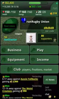 run Rugby Manager Screen Shot 0