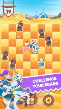 Knight Saves Queen - Brain Puzzle Chess Puzzles Screen Shot 1