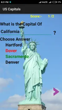 US Capitals Quiz Screen Shot 4