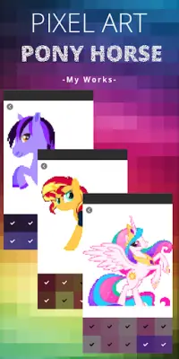 Pony Horse Pixel Coloring By Number Screen Shot 4