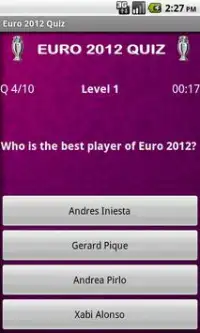 Euro 2012 Quiz Screen Shot 1