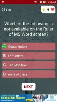 Free MS-Word Test Quiz Screen Shot 4