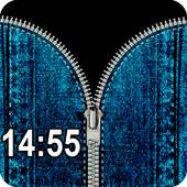 zipper lock screen with clock