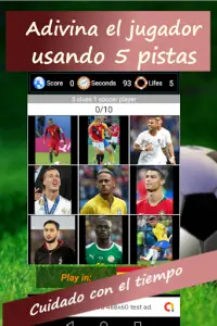 5 pistas para un jugador. Quiz Futbol 2020 Screen Shot 0