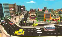 Blocky Taxi Car City Driving : Pixel Taxi Sim Game Screen Shot 1