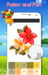 Bela flor colorir por número - arte de pixel Screen Shot 1