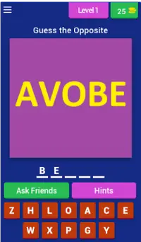 Word Shuffle Game (Antonym Quiz) Screen Shot 0