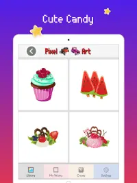 Warna gula-gula mengikut nombor: Pixel art cupcake Screen Shot 6