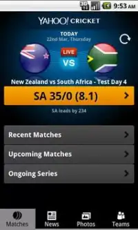 Yahoo Cricket Screen Shot 0