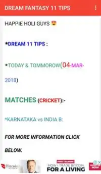 Fantasy Cricket - Dream 11 Tips Screen Shot 2