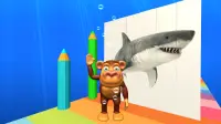 Funny Monkey: Aquatic Animals - Babies learn words Screen Shot 0