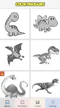 Pixel Art Dinosaurs - Color By Number Screen Shot 0