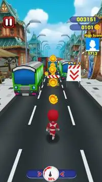 Mini Red Rangers Ultimat Bus Rush Screen Shot 6