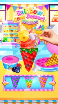 Rainbow Cone Dessert Maker - Girls Ice Cream Games Screen Shot 3