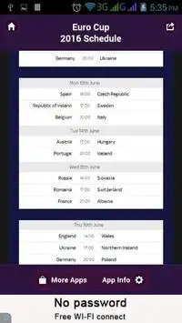 Euro Cup 2016 Schedule Screen Shot 1
