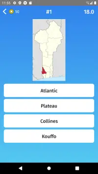 Benin: Departments & Provinces Map Quiz Game Screen Shot 2