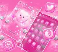 Cute Pink Cat Launcher Theme Screen Shot 5