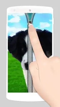 fake zipper lock screen puppy Screen Shot 1