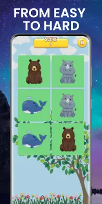 Memory Game Tugma sa Animal Card Para sa Mga Bata Screen Shot 1
