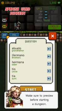 Spanish Dungeon: Learn Spanish Word Screen Shot 1