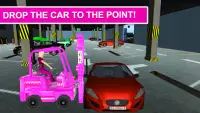 Pink Lady Car Parking fork Lifter : Folklift Games Screen Shot 0
