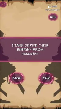 Attack TItan Anime Quz. Guess true or false Screen Shot 1