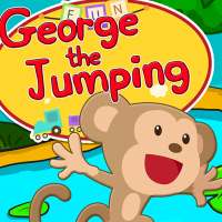 ジョージ猿は喜んでジャンプ