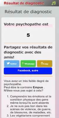 Test de diagnostic psychopathique gratuit Screen Shot 3