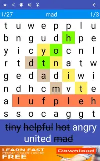 Puzzle de recherche de mots: 100 langues Screen Shot 8