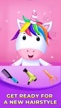 Unicorn Hair Styling Games – Girls Hair Salon 🦄 Screen Shot 1