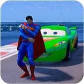 Superheroes Cars Lightning: Top Speed Racing Games