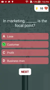 Marketing Finance Quiz Screen Shot 2