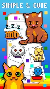 Cats - Coloring by Numbers Pixel Art - Sandbox Screen Shot 1