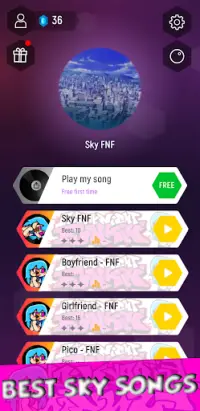 Sky FNF Funny Tiles Hop Music Game Screen Shot 0