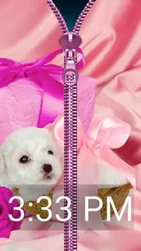 Cute Puppy Zipper Lock Screen Screen Shot 2