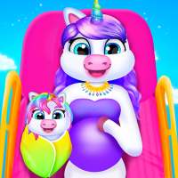 maman licorne et nouveau-né - jeu de baby-sitter