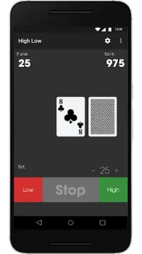 High Low Card Game - Easy Card Screen Shot 1