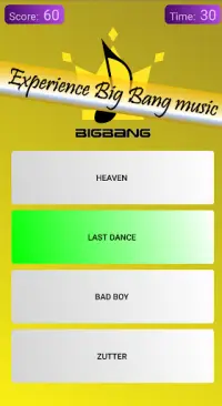 Big Bang Song Quiz Screen Shot 1