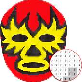 Wrestling Mask Color By Number - Arte Pixel