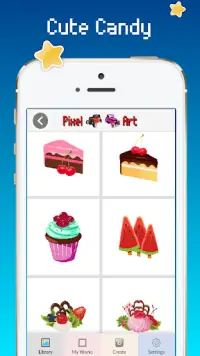 Color del caramelo por número: Pixel art cupcake Screen Shot 1
