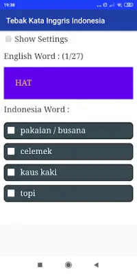 Tebak Kata Inggris Indonesia Screen Shot 0