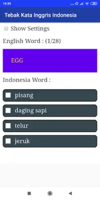 Tebak Kata Inggris Indonesia Screen Shot 1