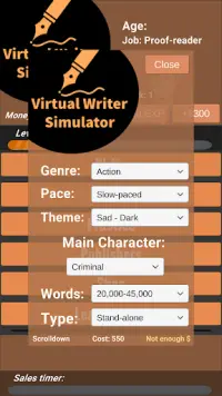Virtual Writer Simulator Screen Shot 0