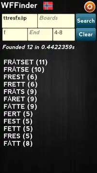 WordFeud Finder Norwegian New Screen Shot 2