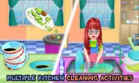 लड़कियों के लिए डिश वॉशिंग गेम्स: होम रसोई क्लीनअप Screen Shot 2