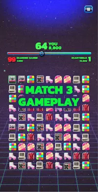 Fight Back to the 80's - Match 3 Battle Royale Screen Shot 1