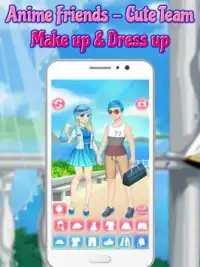 Аниме друзья - Cute Team Make Up & Dress Up Screen Shot 4