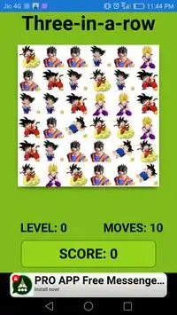 3 in Row Puzzle - With Dragon ball z characters Screen Shot 3