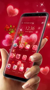 Red rose love-APUS launcher  free theme Screen Shot 0