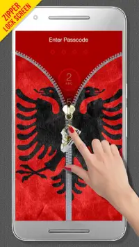 Albania Flag Zipper LockScreen Screen Shot 0